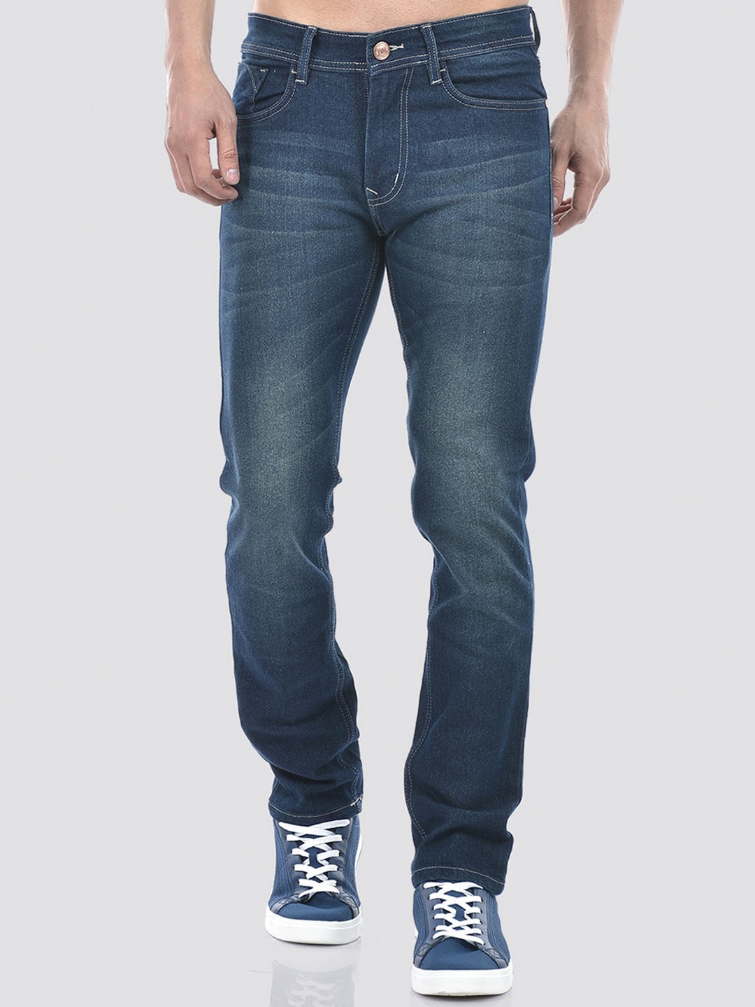 

Numero Uno Men Solid Tapered Fit Light Fade Stretchable Denim Jeans, Navy blue