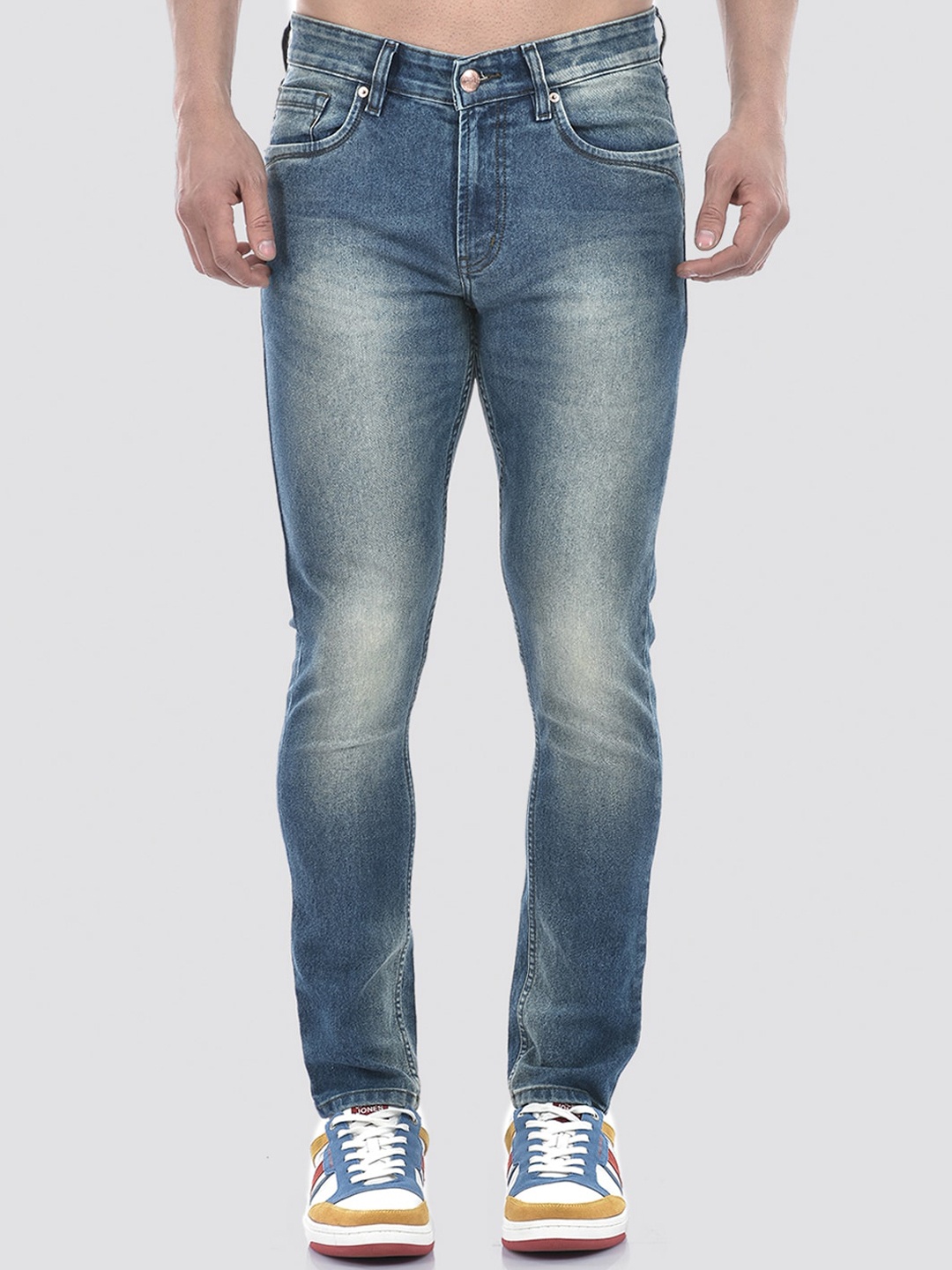 

Numero Uno Men Solid Skinny Fit Heavy Fade Stretchable Denim Jeans, Navy blue