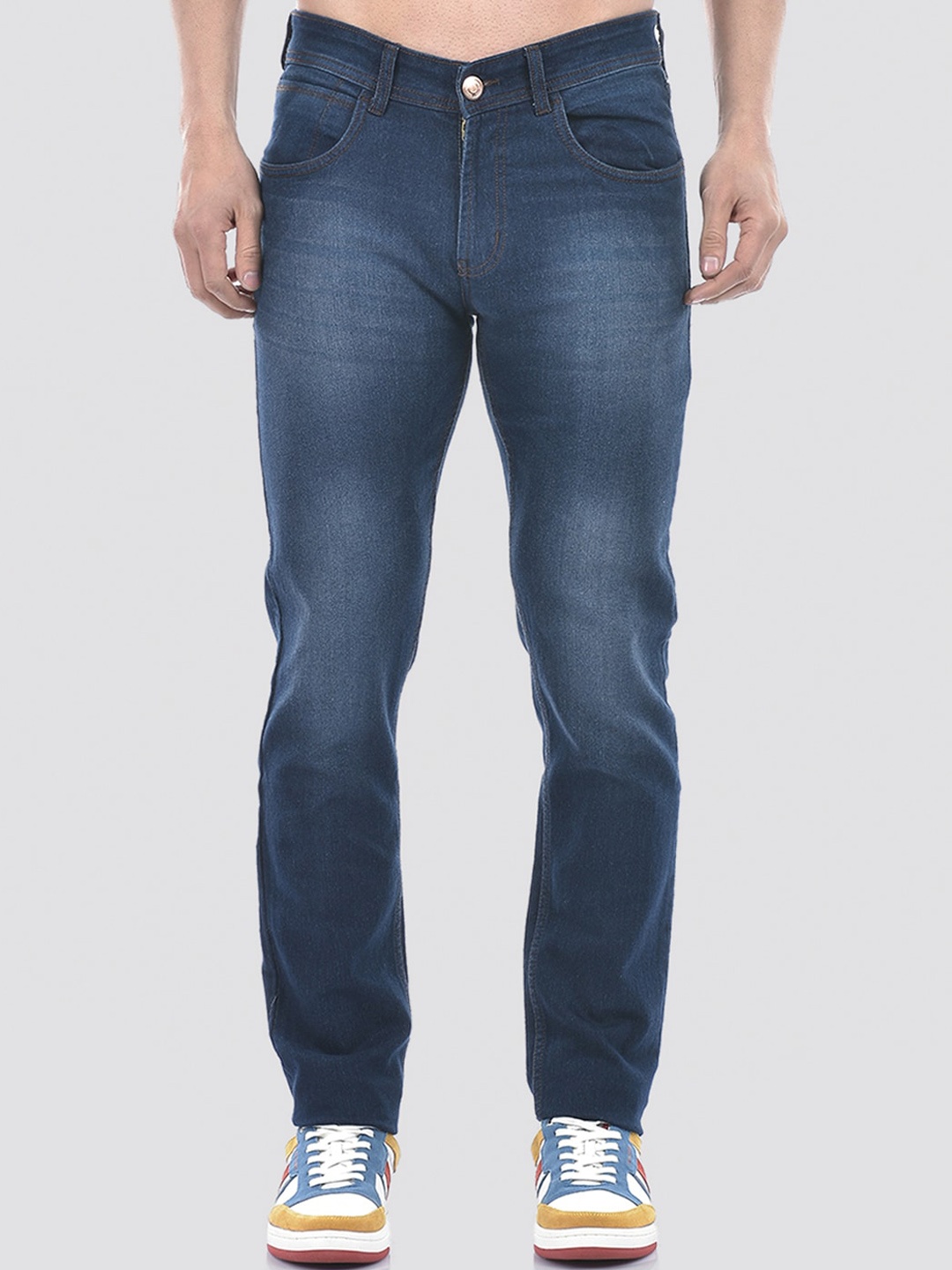 

Numero Uno Men Solid Tapered Fit Sustainable Stretchable Jeans, Navy blue