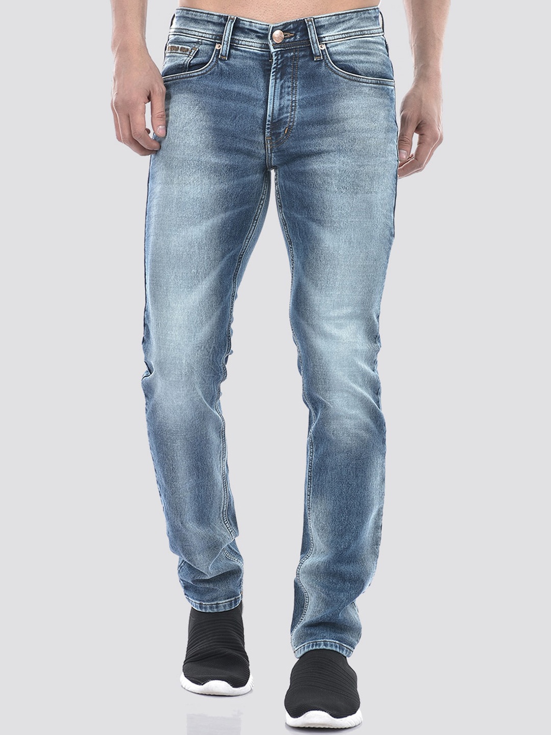 

Numero Uno Men Tapered Fit Low-Rise Cotton Heavy Fade Stretchable Jeans, Blue