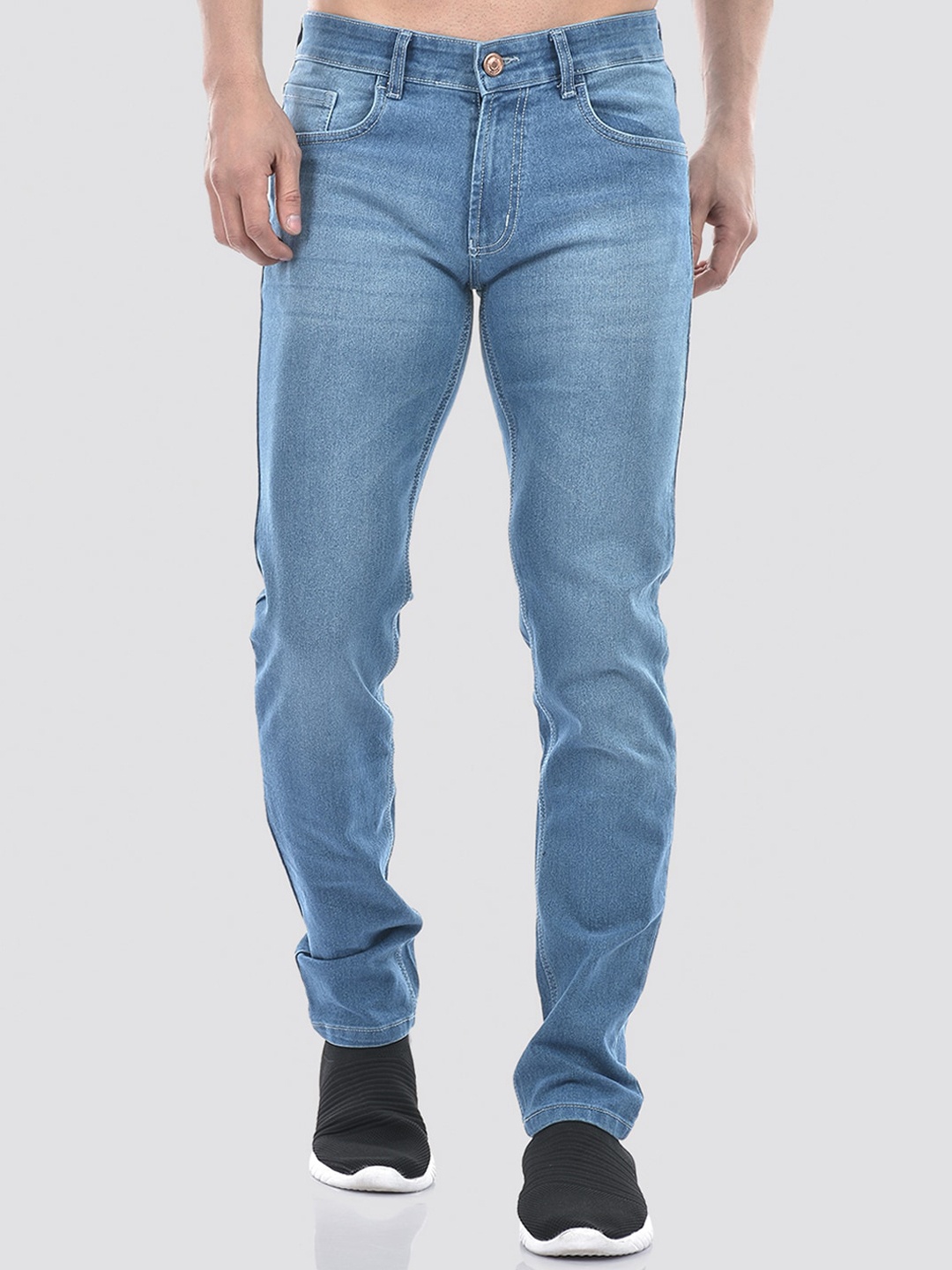 

Numero Uno Men Solid Tapered Fit Light Fade Stretchable Denim Jeans, Blue