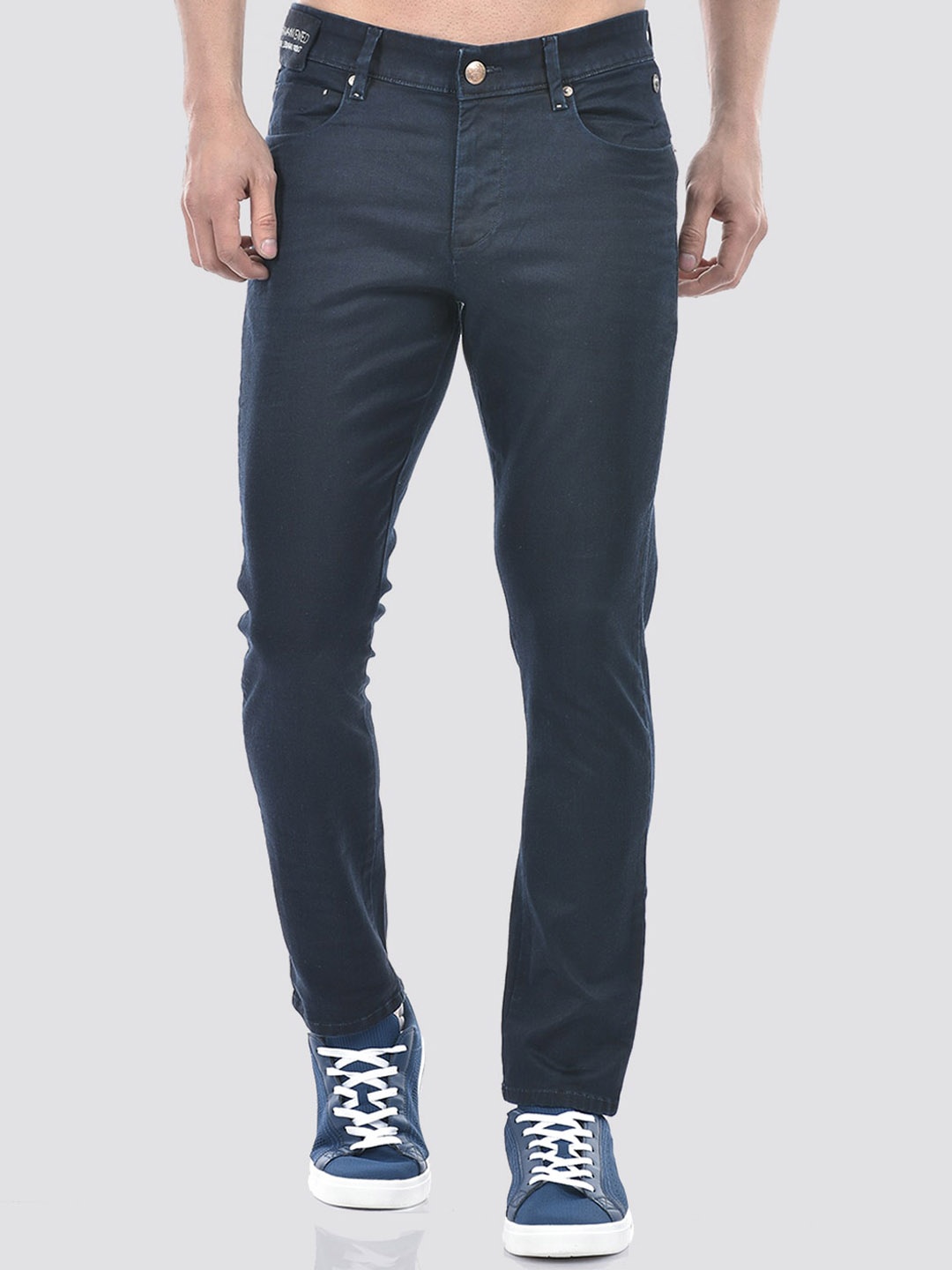 

Numero Uno Men Solid Skinny Fit Sustainable Stretchable Jeans, Navy blue