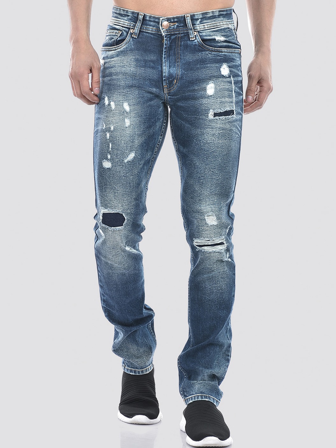 

Numero Uno Men Solid Regular Fit Heavy Fade Mildly Distressed Stretchable Jeans, Blue