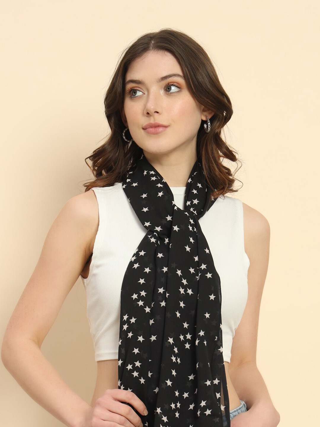 

Trend Arrest Geometric Printed Scarf, Black