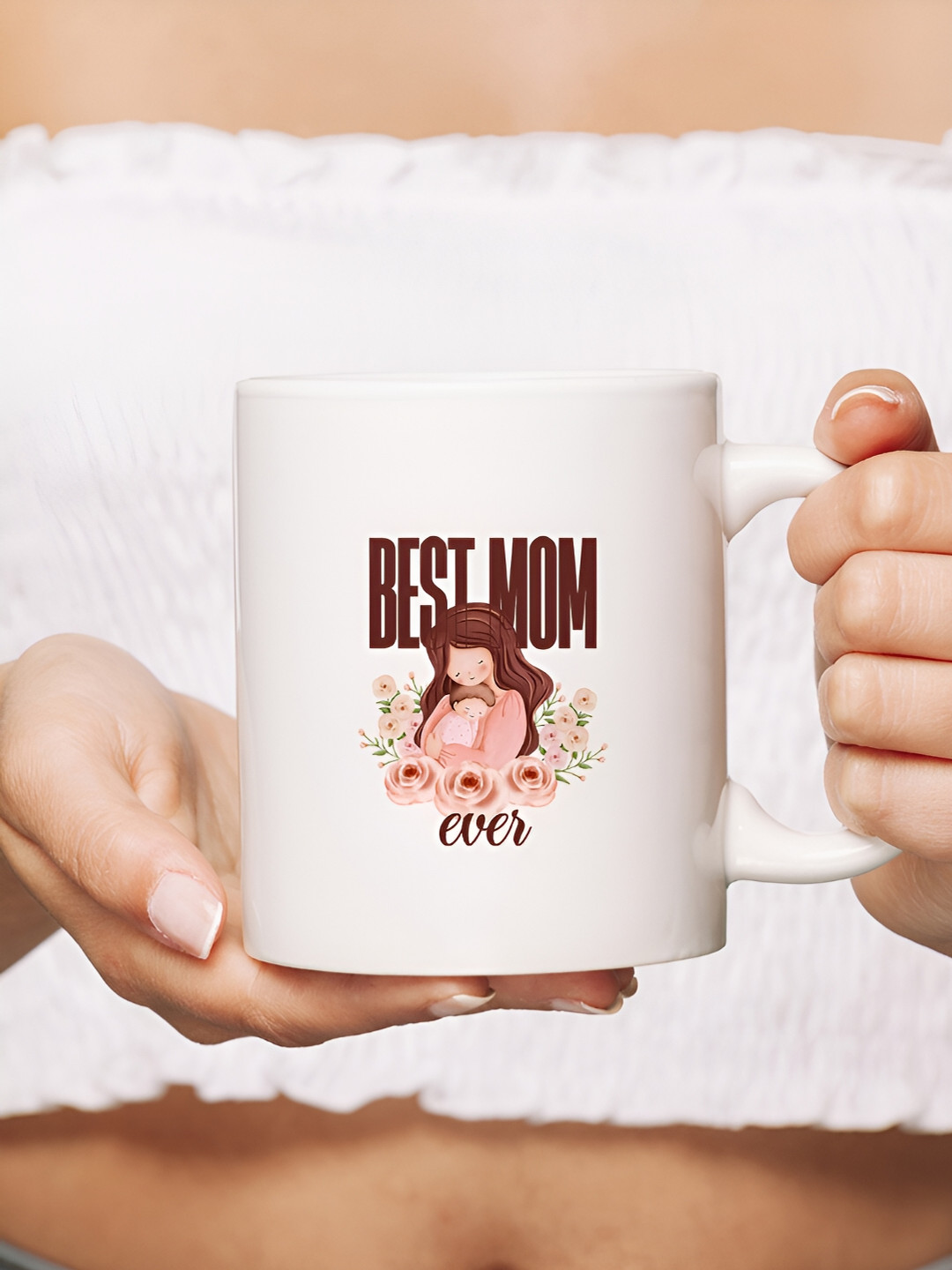 

The Decor Lane White Printed Ceramic Glossy Mugs Set of Cups and Mugs