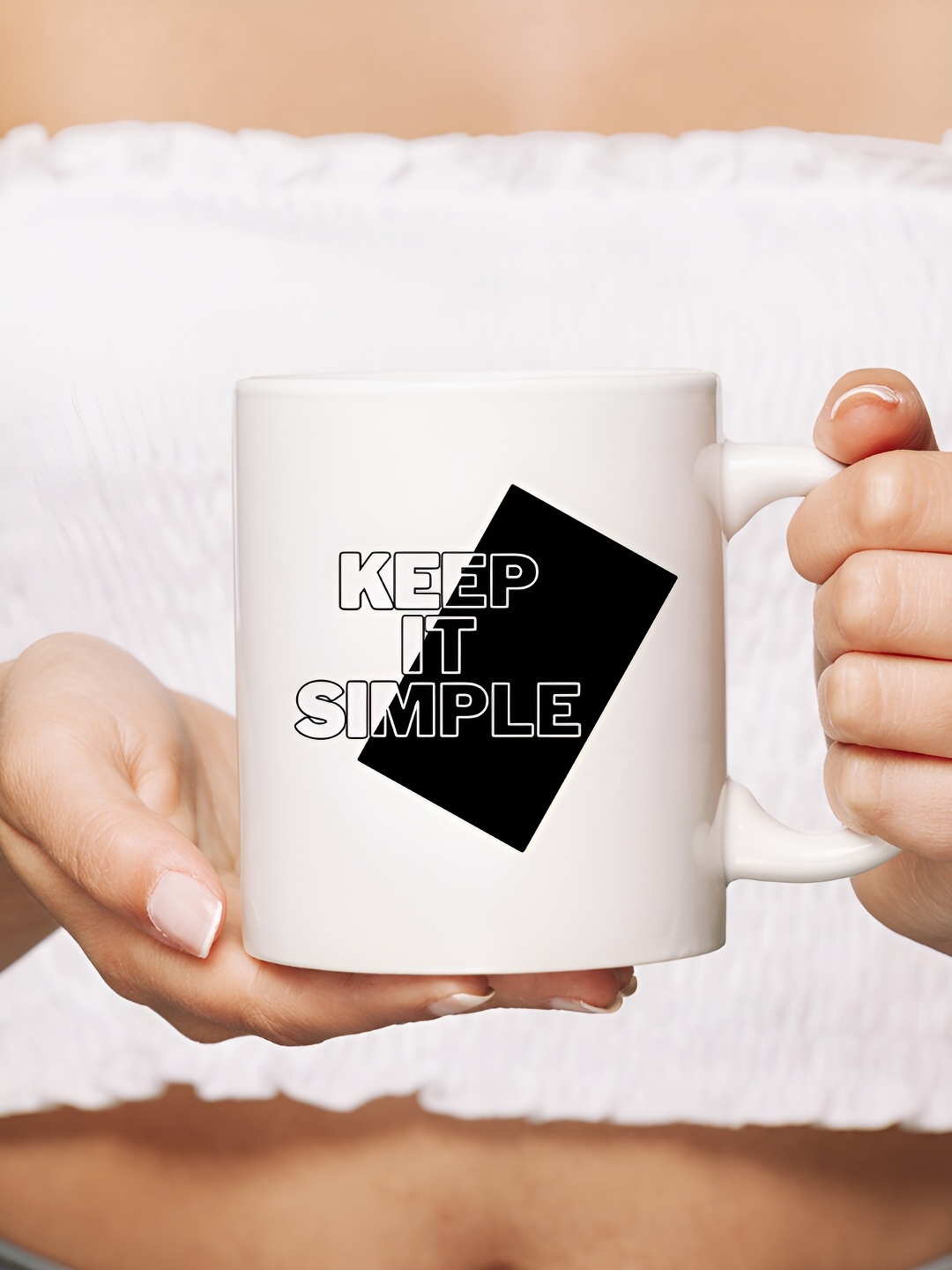 

The Decor Lane White Printed Ceramic Glossy Mugs Set of Cups and Mugs
