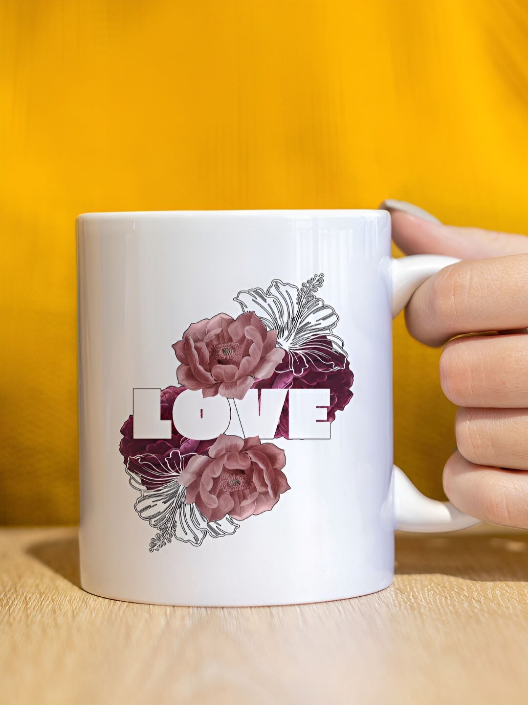 

The Decor Lane White Printed Ceramic Glossy Mugs Set of Cups and Mugs