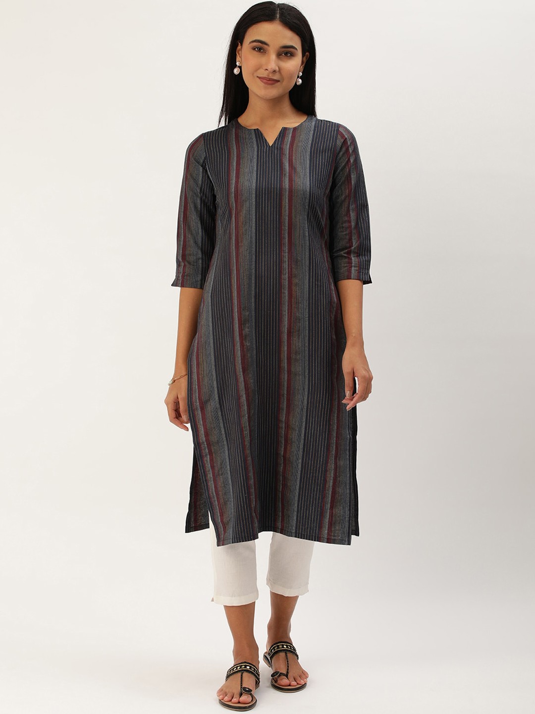 

KALINI Women Sequinned Kurta, Blue