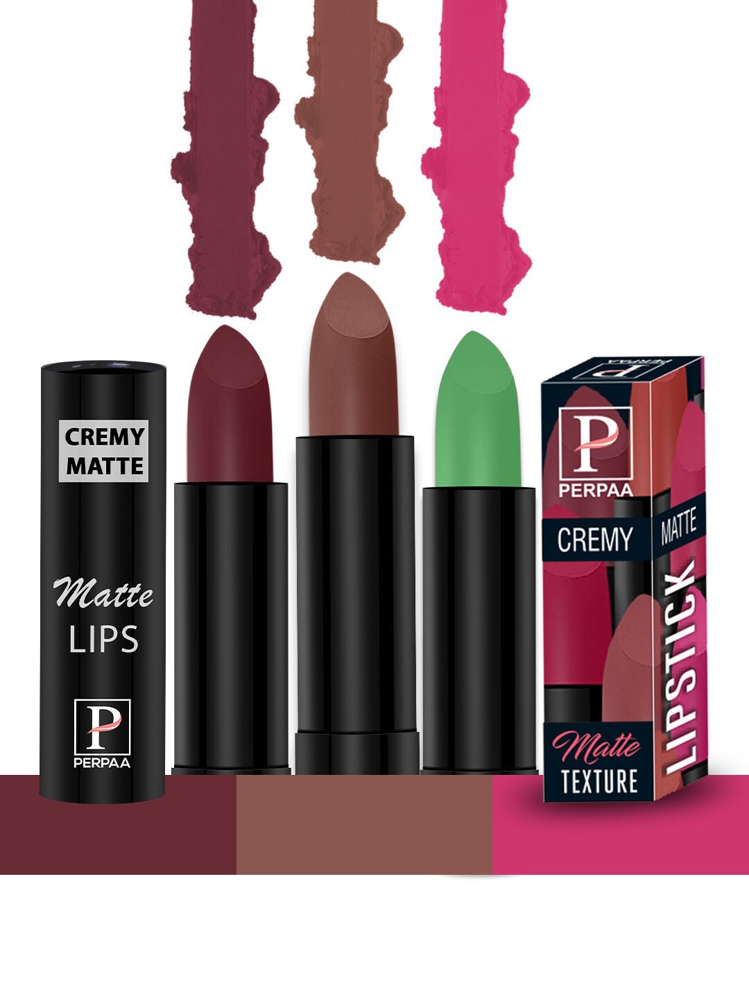 

PERPAA Cremy Matte Set Of 3 Texture Long Lasting Lipstick - 3.5g Each - 95-305-111, Pink