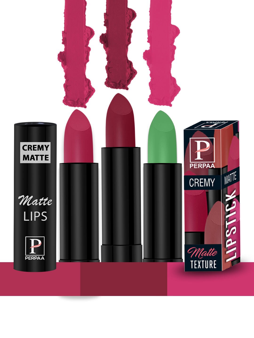 

PERPAA Cremy Matte Set Of 3 Texture Long Lasting Lipstick - 3.5g Each - 87-92-305, Pink