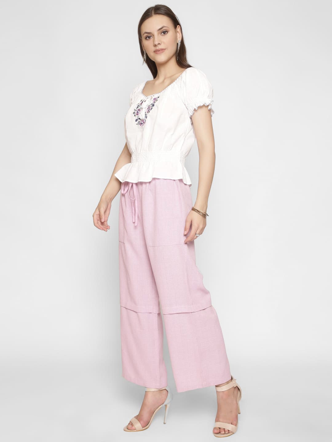 

250 DESIGNS Extended Sleeves Cotton Top, White