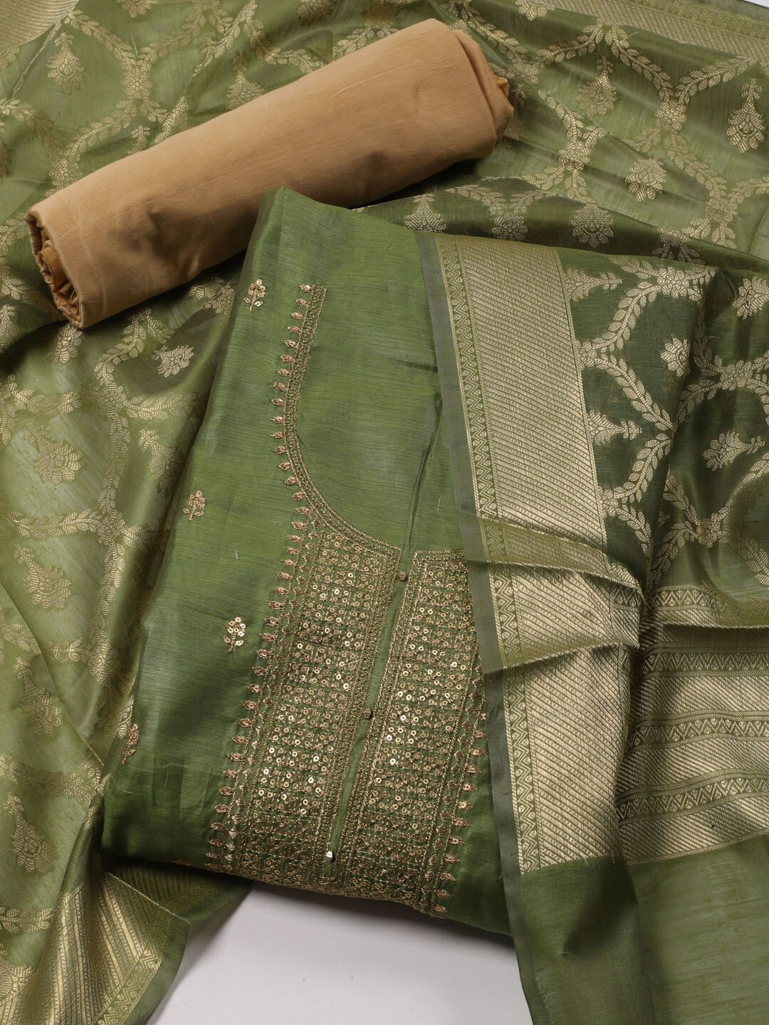 

Meena Bazaar Floral Embroidered Unstitched Dress Material, Green