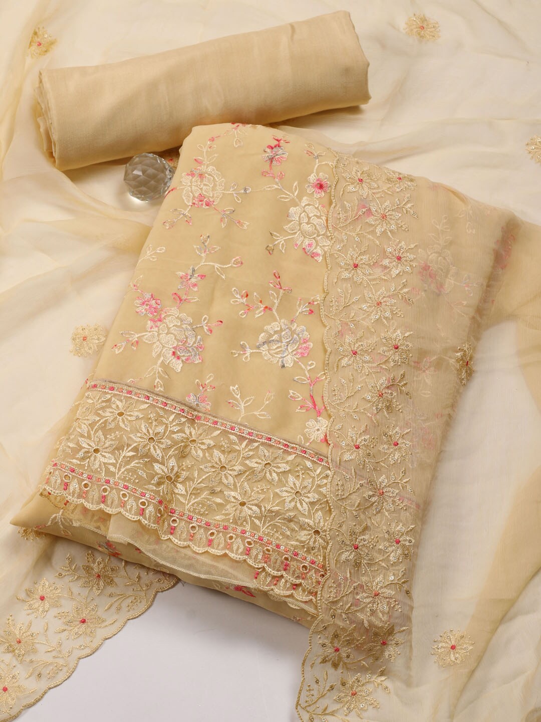 

Meena Bazaar Embroidered Unstitched Dress Material, Yellow
