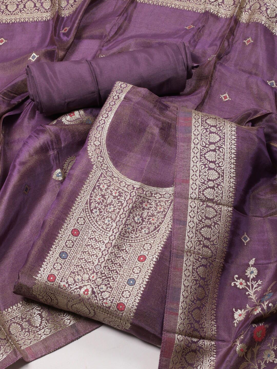

Meena Bazaar Unstitched Dress Material, Purple