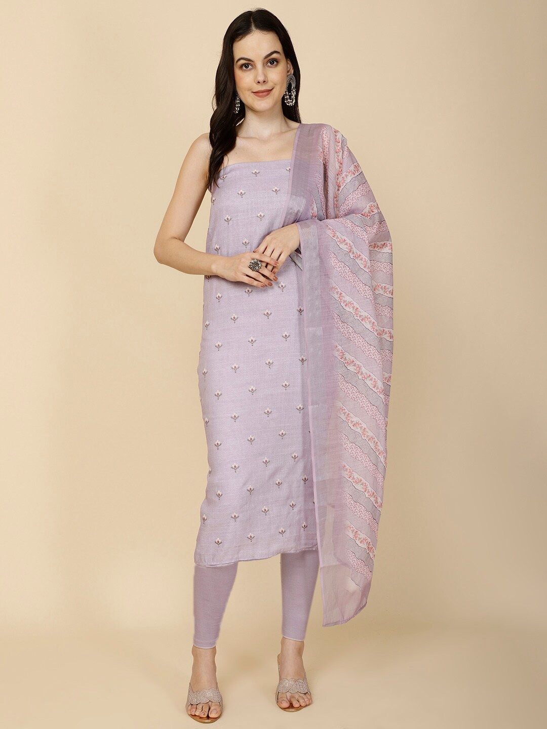 

Meena Bazaar Embroidered Unstitched Dress Material, Purple