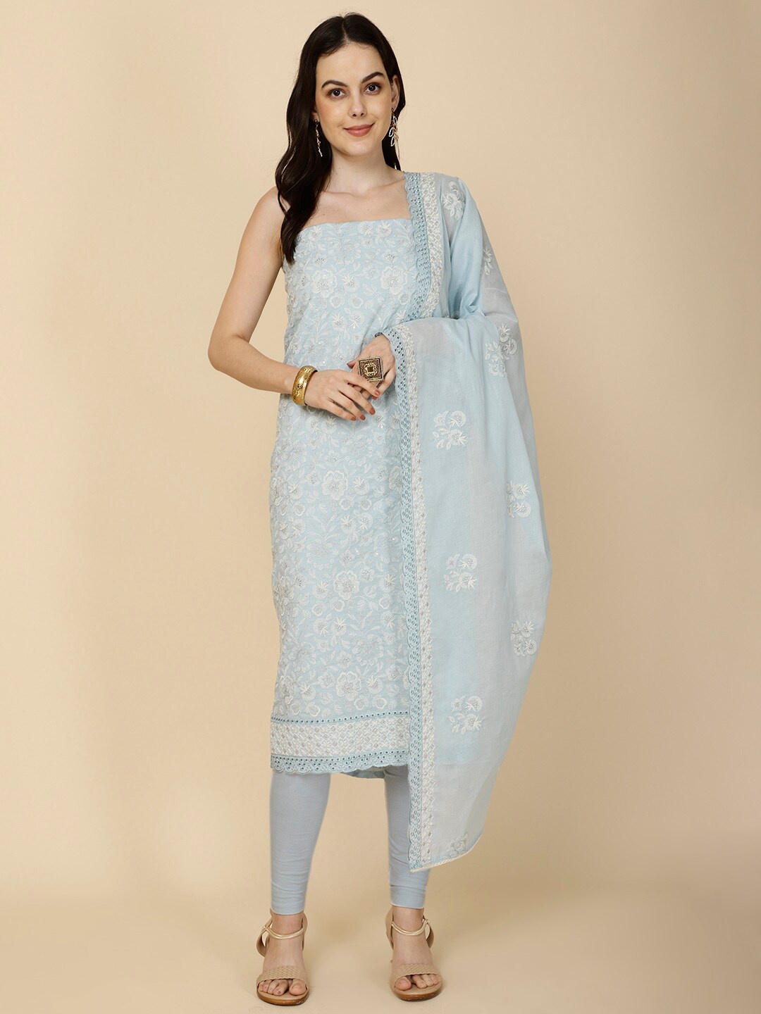 

Meena Bazaar Embroidered Unstitched Dress Material, Blue