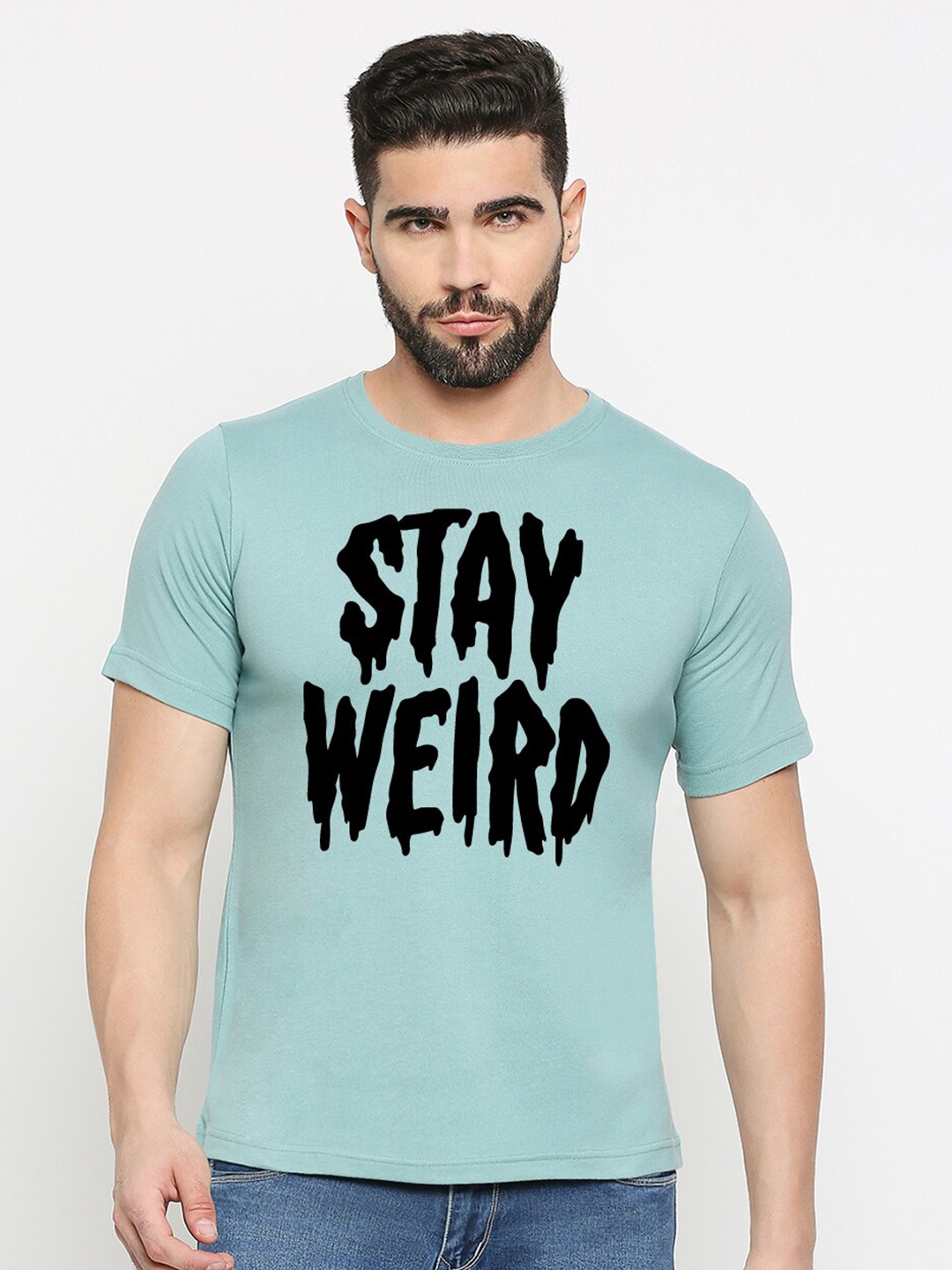 

MOD ECRU Unisex Typography Printed Applique T-shirt, Green