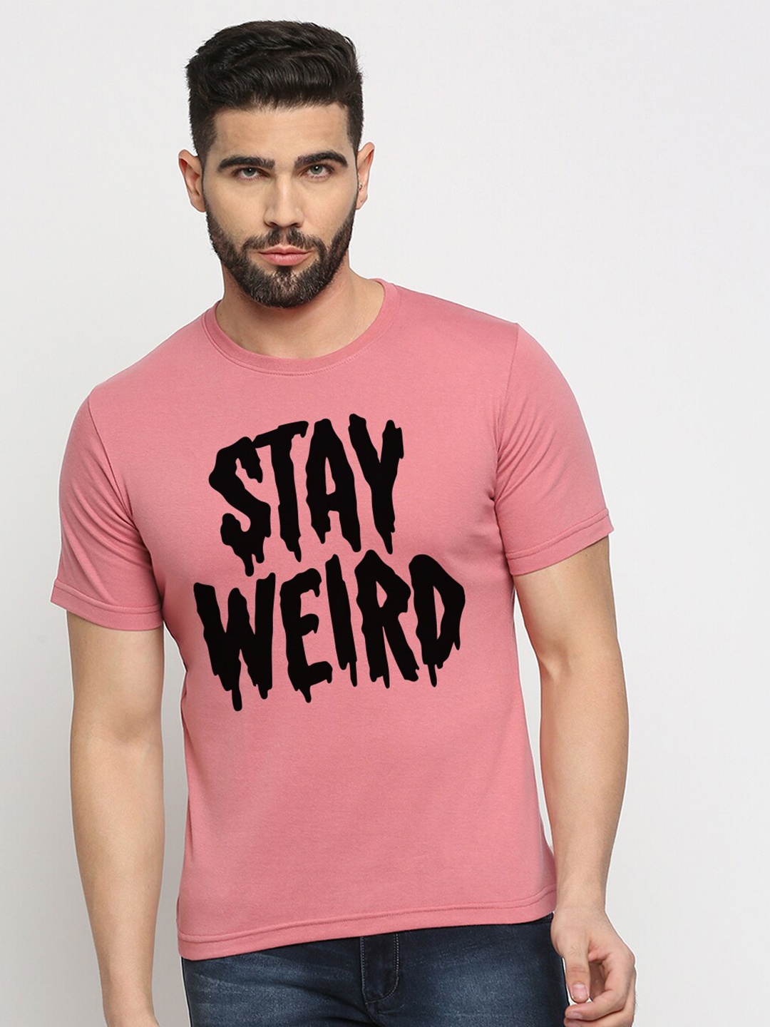 

MOD ECRU Unisex Typography Printed Pockets T-shirt, Pink
