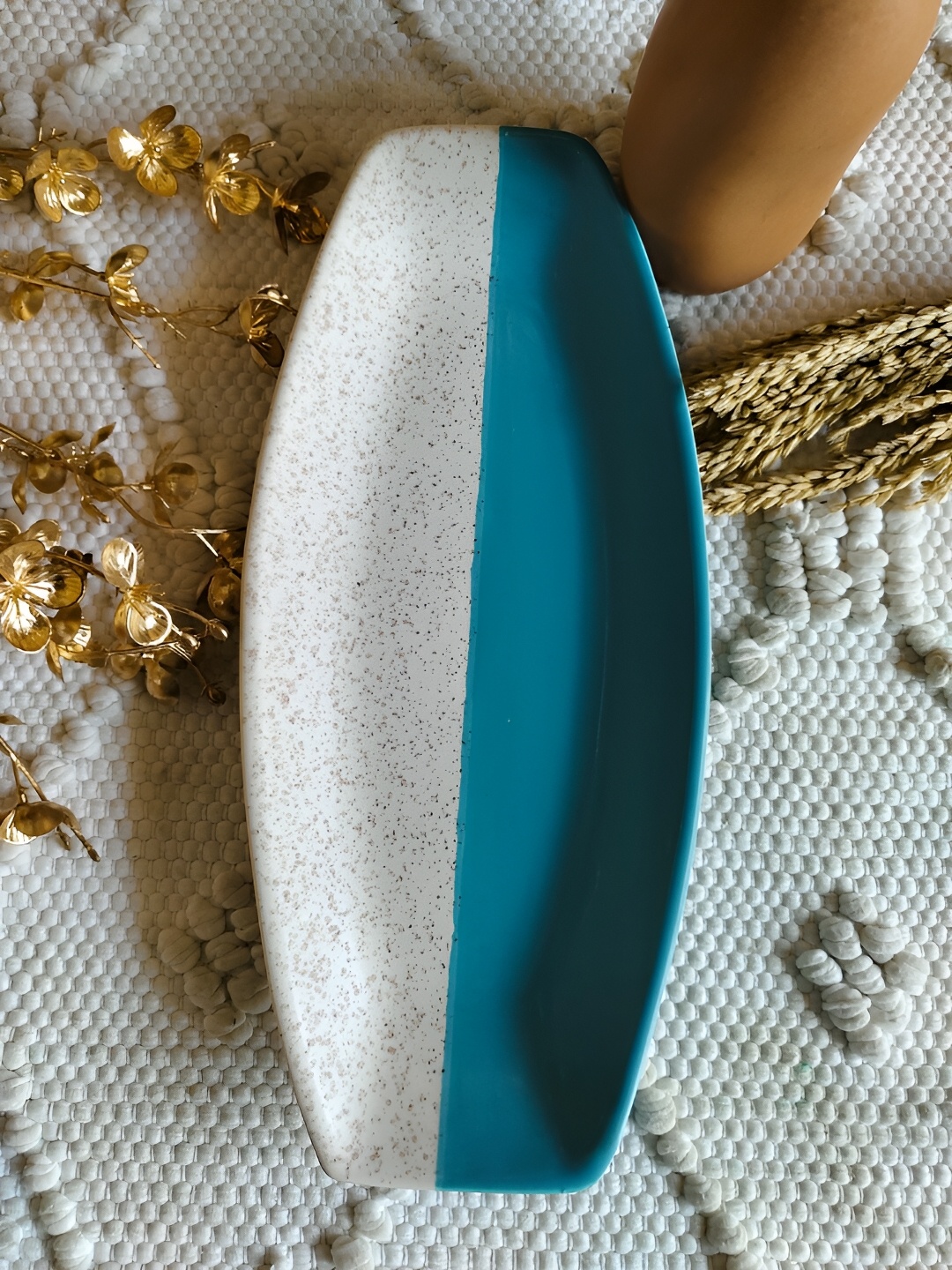 

NIYARA White & Blue Printed Long Lasting Ceramic Tray