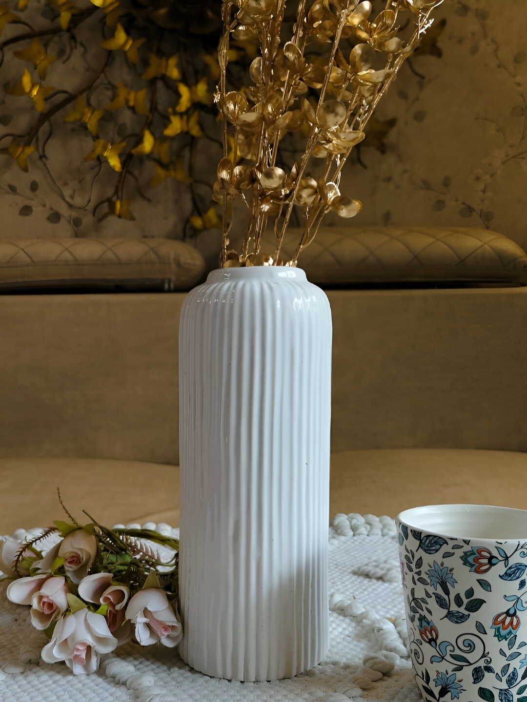 

NIYARA White Textured Ceramic Vase