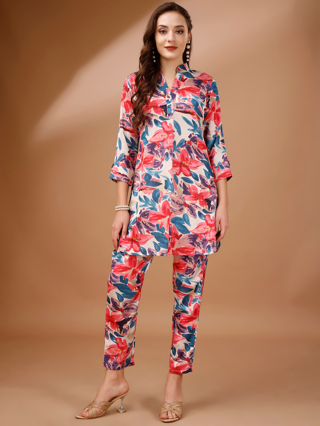 

Tikhi Imli Floral Printed Tunic With Trousers, Pink
