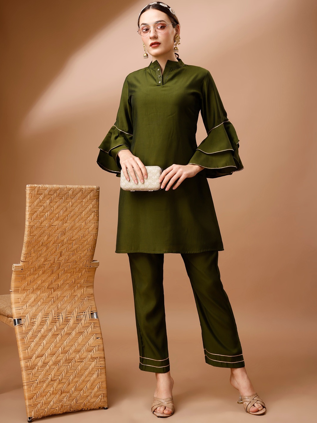 

Tikhi Imli Bell Sleeves Tunic & Trousers, Olive