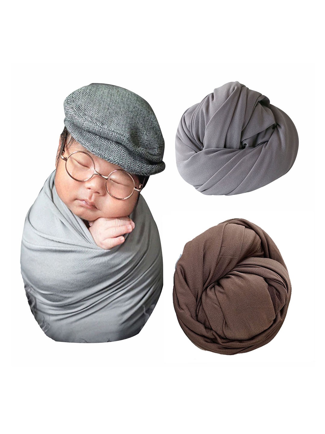 

Babymoon Infants Pack Of 2 Swaddle Wrap Baby Photography Props, Grey