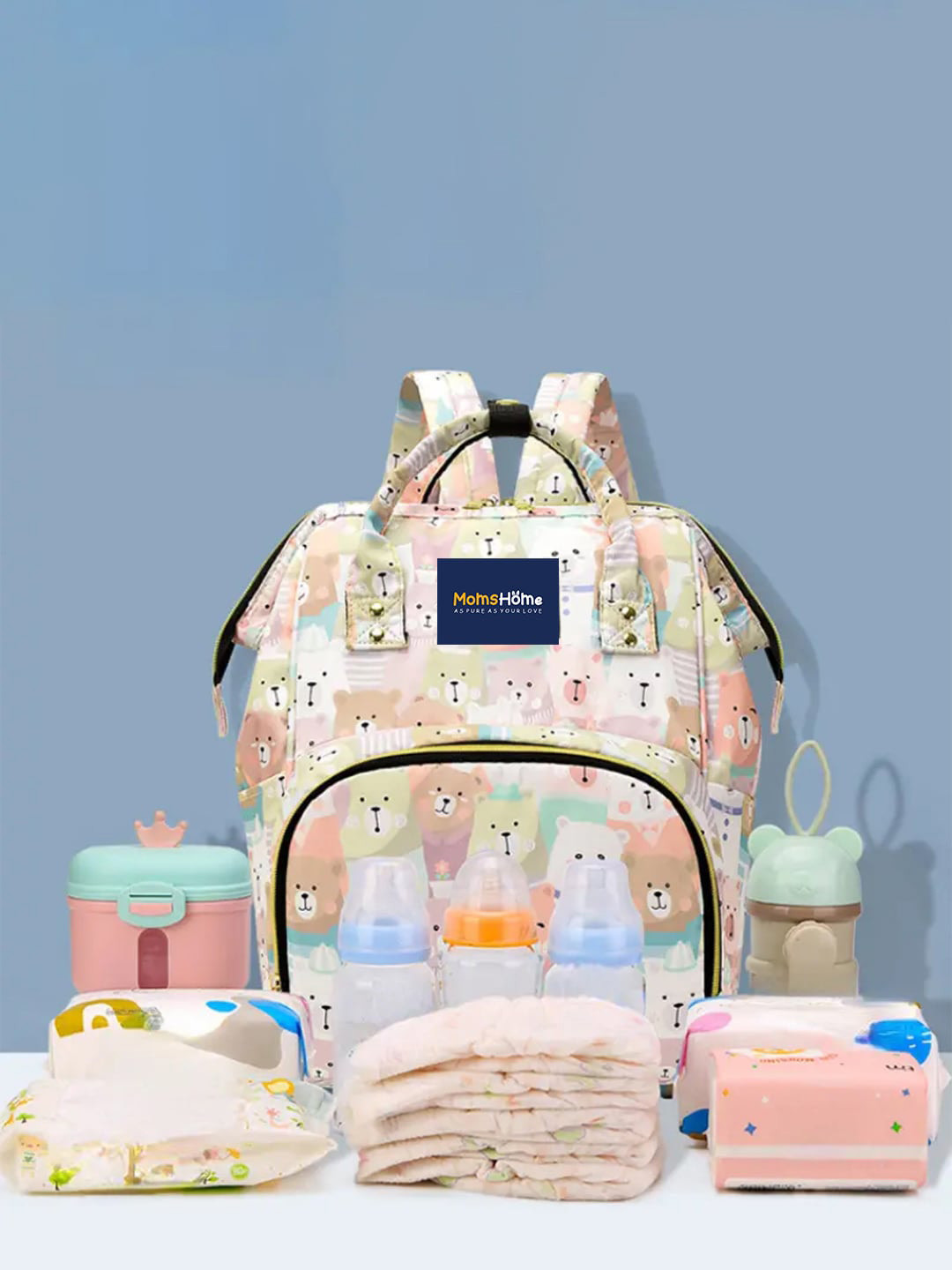 

Moms Home Kids Printed Water-Resistant Diaper Backpack, Beige
