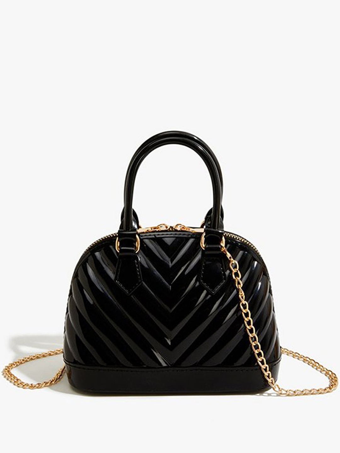 

Styli Women V Quilted Pattern Handbag, Black