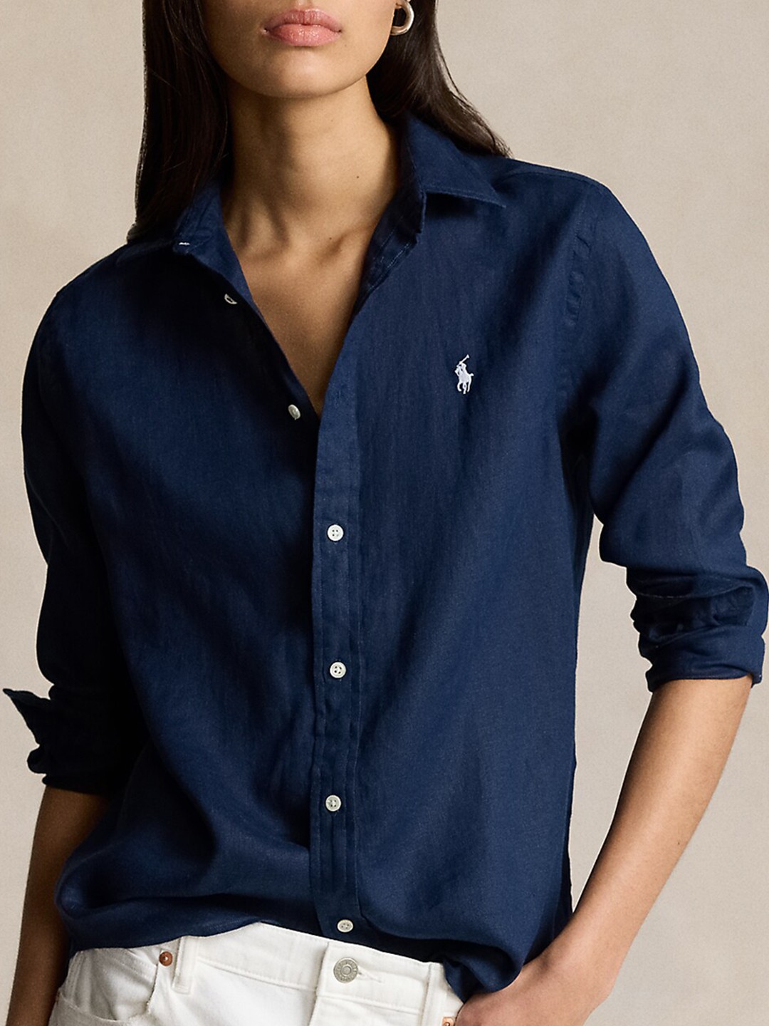 

Polo Ralph Lauren Relaxed Fit Spread Collar Linen Casual Shirt, Navy blue