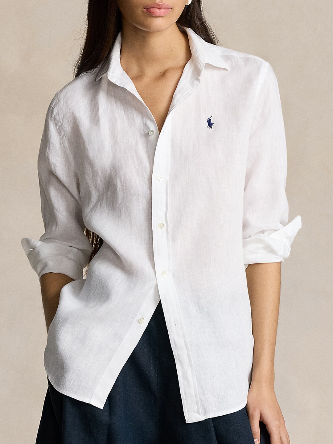 

Polo Ralph Lauren Relaxed Fit Spread Collar Linen Shirt, White