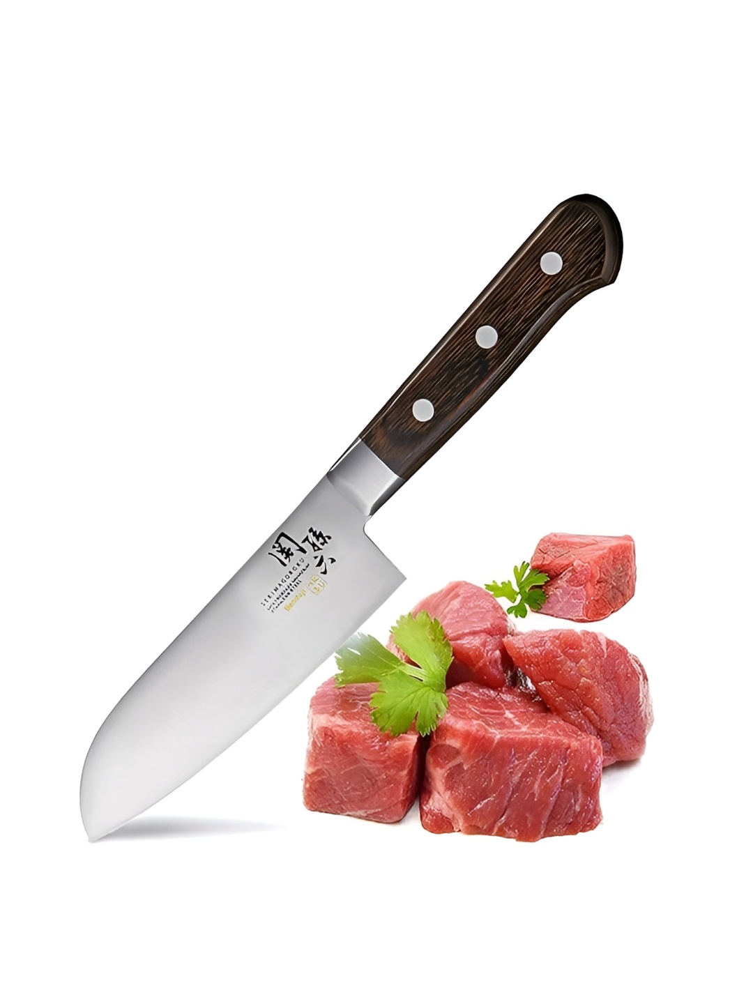 

KAI Silvet toned & Brown Stainless Steel Knife, Silver