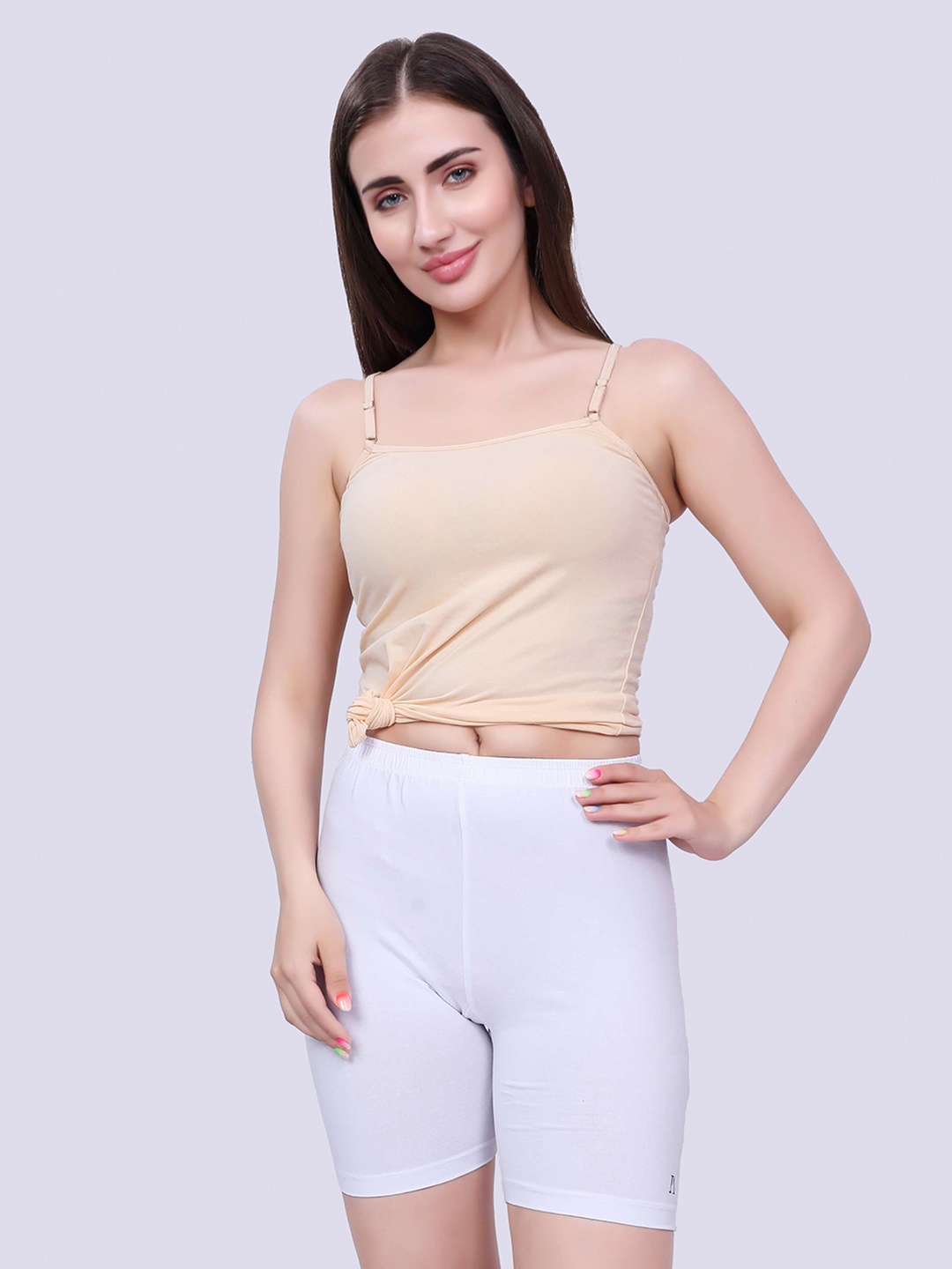 

inner amour Women Skinny Fit High-Rise Cycling Antimicrobial Technology Shorts, White