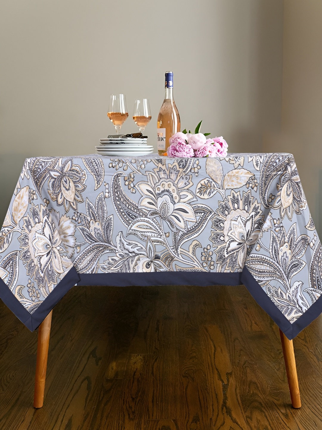 

Texstylers Multicoloured Floral Anti-Skid Cotton 8-Seater Table Cover, Multi