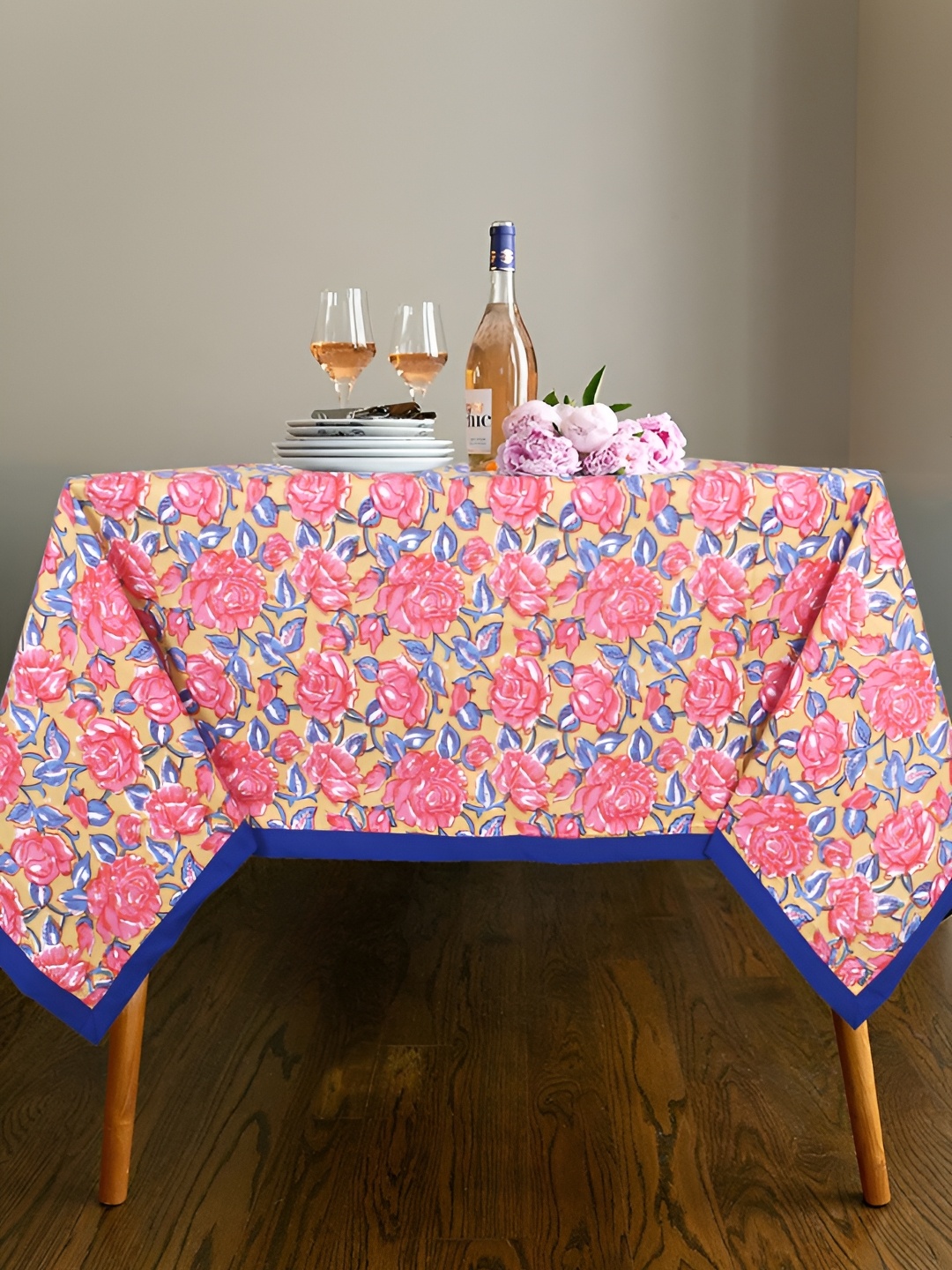 

Texstylers Multicoloured Floral Anti-Skid Cotton 6-Seater Table Cover, Multi