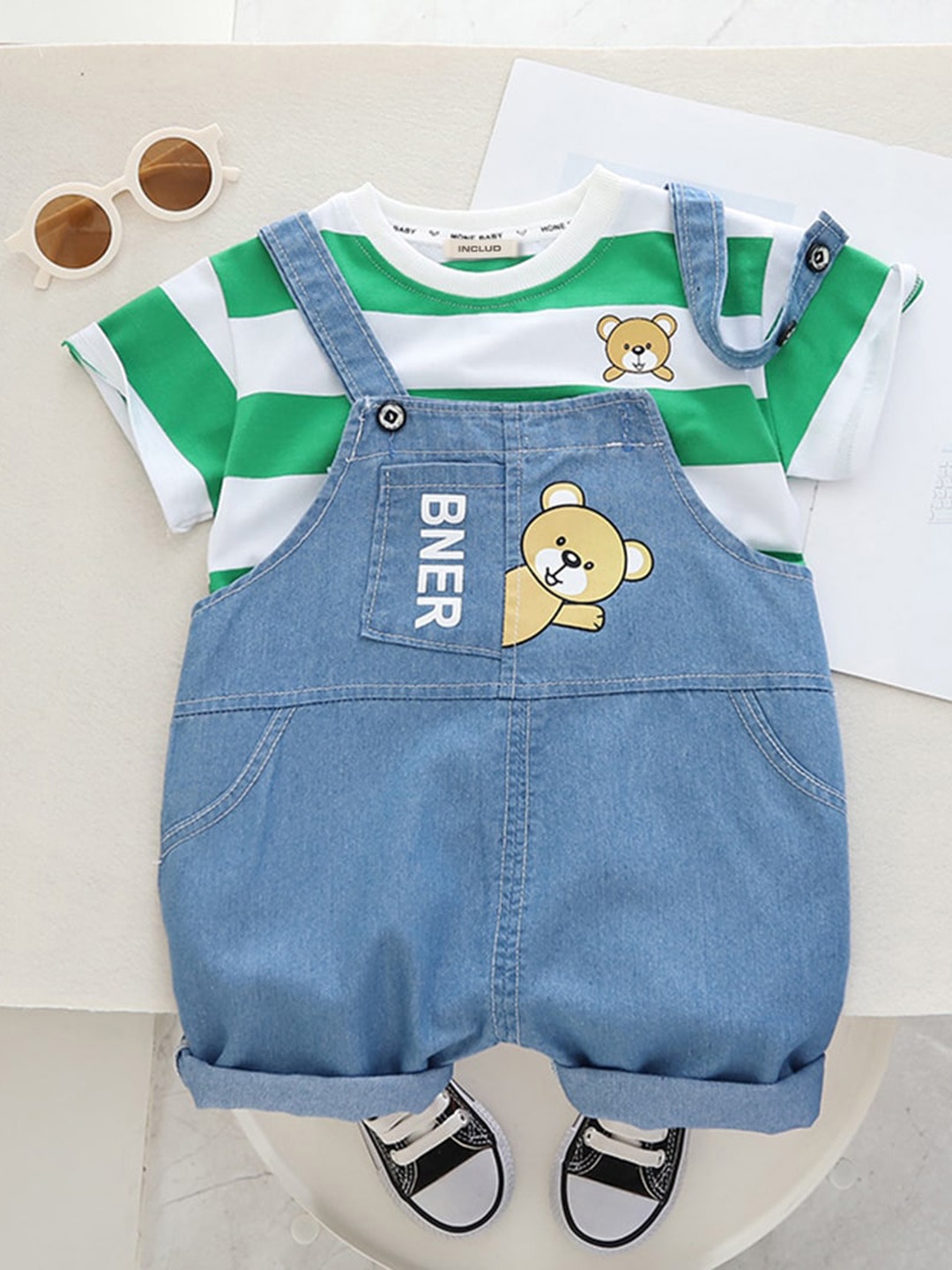 

INCLUD Boys Printed Dungarees With T-Shirt, Blue
