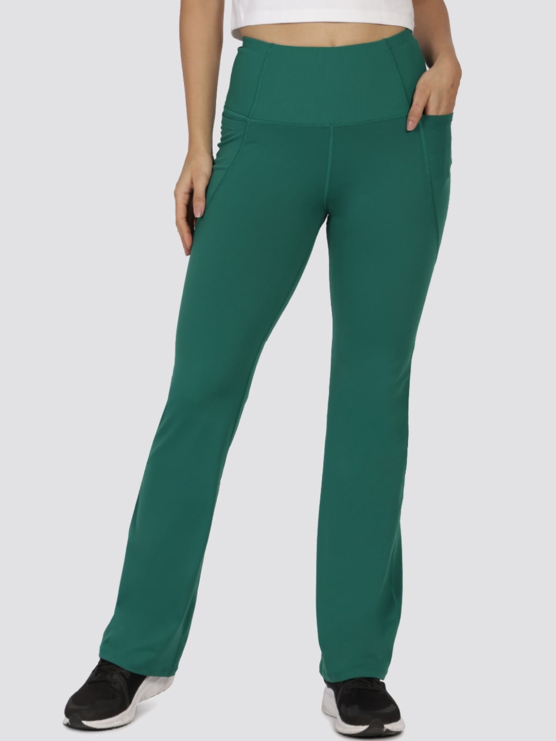

Blissclub Women High-Rise Four Way Stretch Treggings, Green