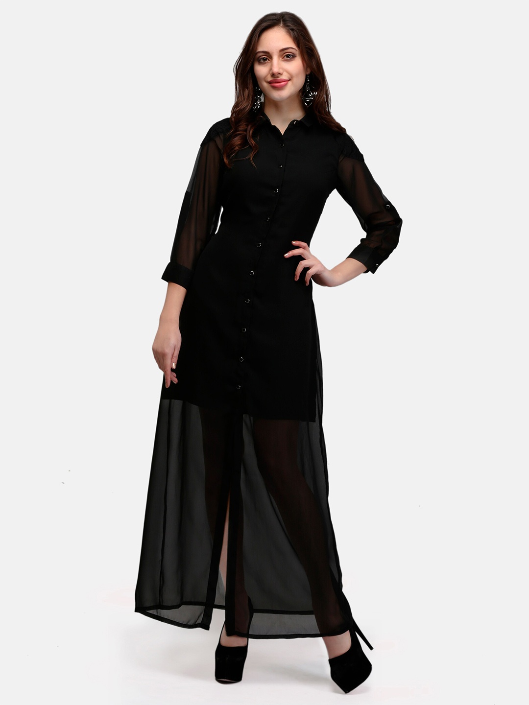

V&M Georgette Maxi Dress, Black