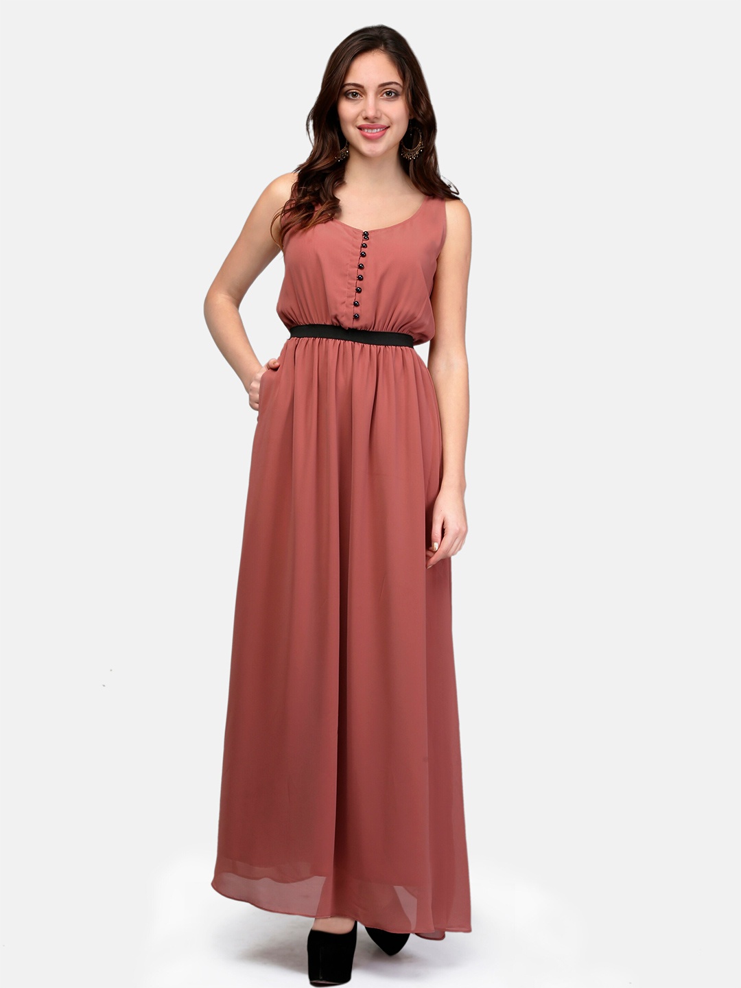 

V&M Georgette Maxi Dress, Rust