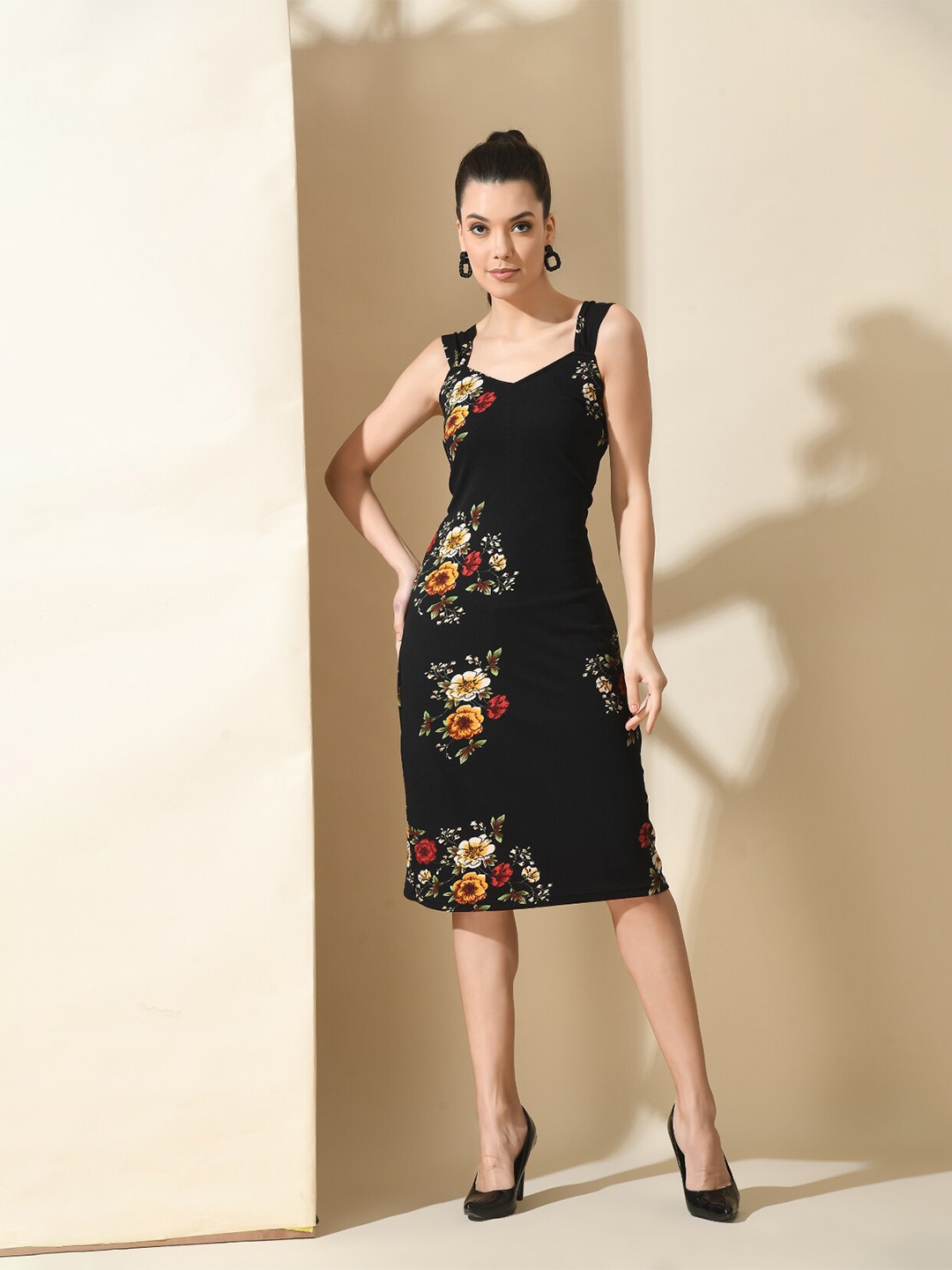 

Moshe Floral Print Sheath Dress, Black