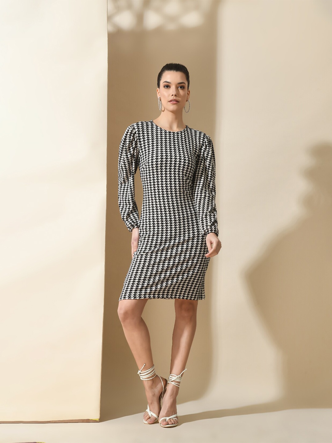 

Moshe Striped Sheath Dress, Black