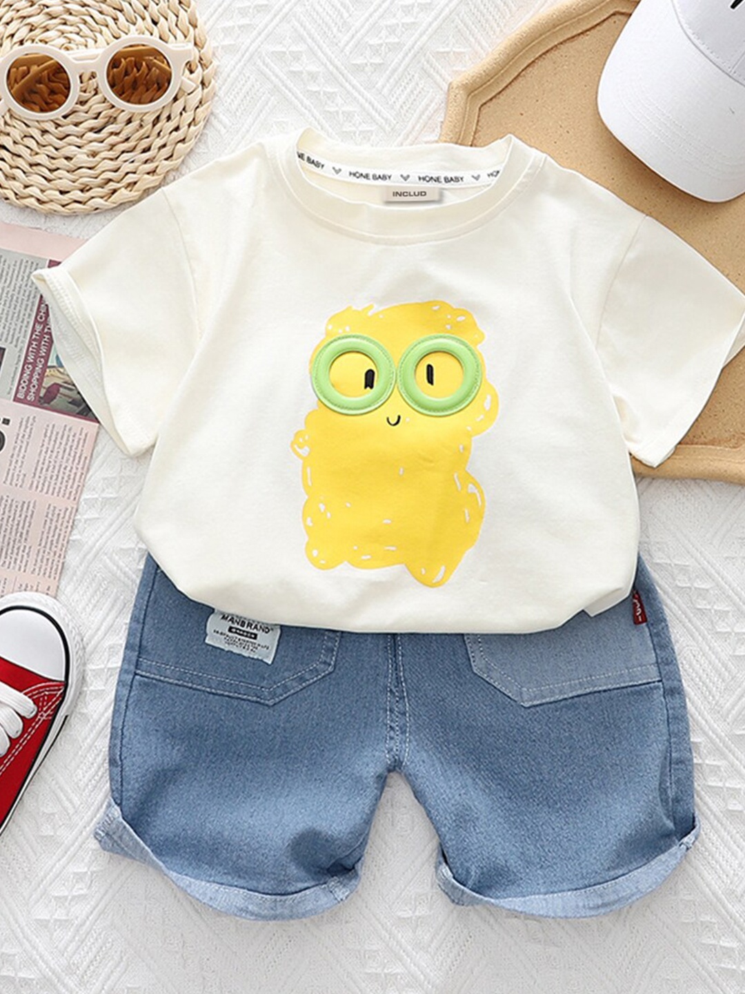 

INCLUD Boys Printed T-shirt With Shorts, White