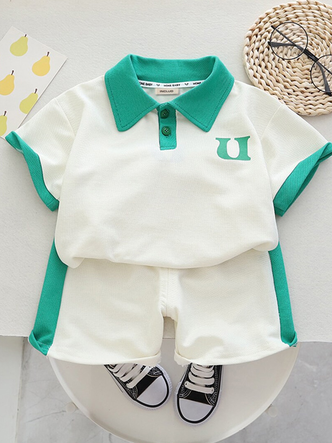 

INCLUD Boys Polo Collar T-shirt with Shorts, White