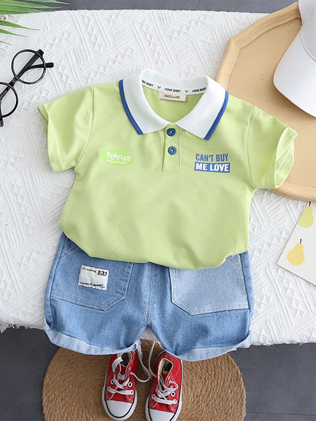 INCLUD Boys T-shirt with Shorts, Green