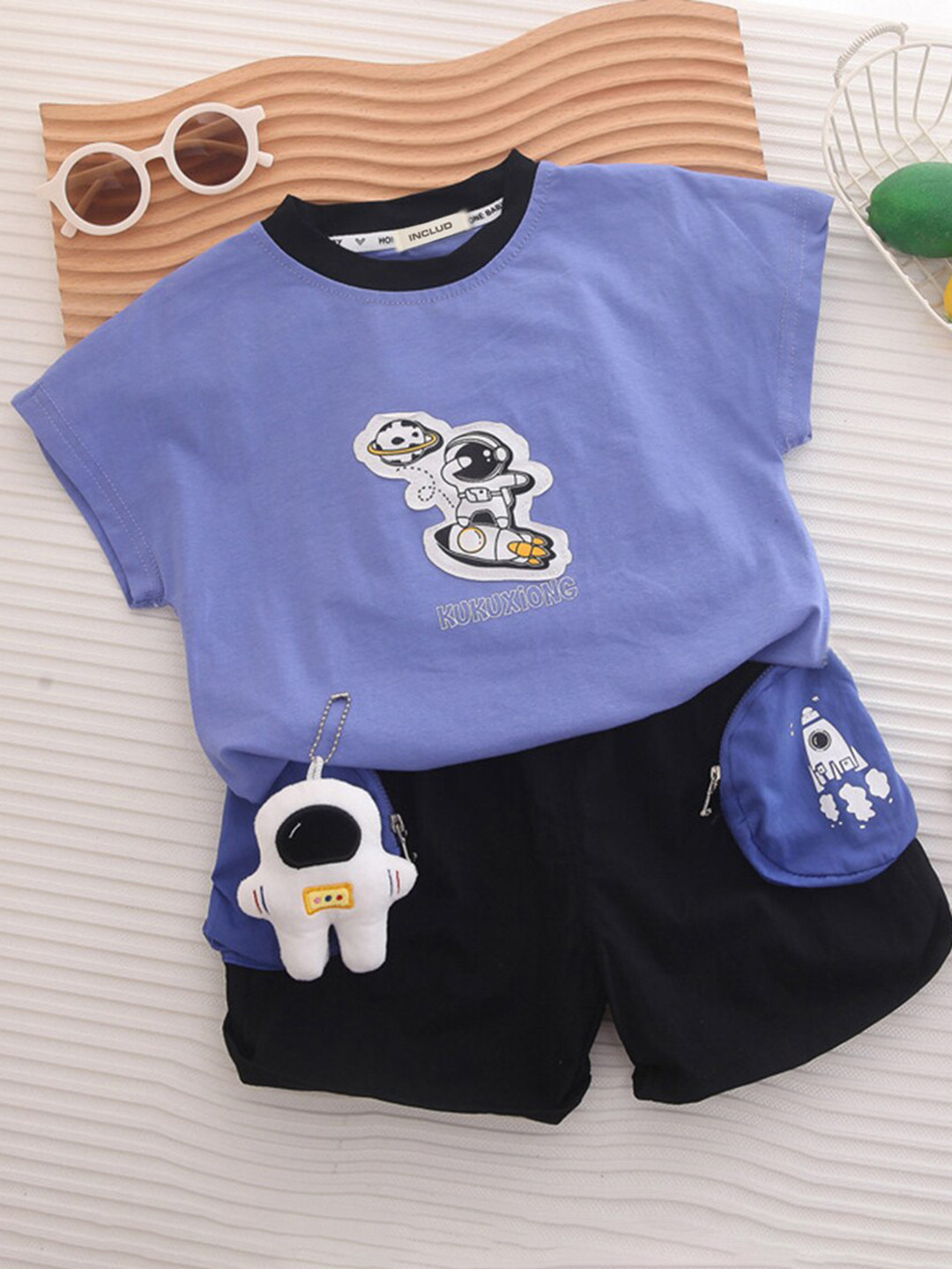 

INCLUD Boys Graphic Printed T-shirt With Shorts, Blue