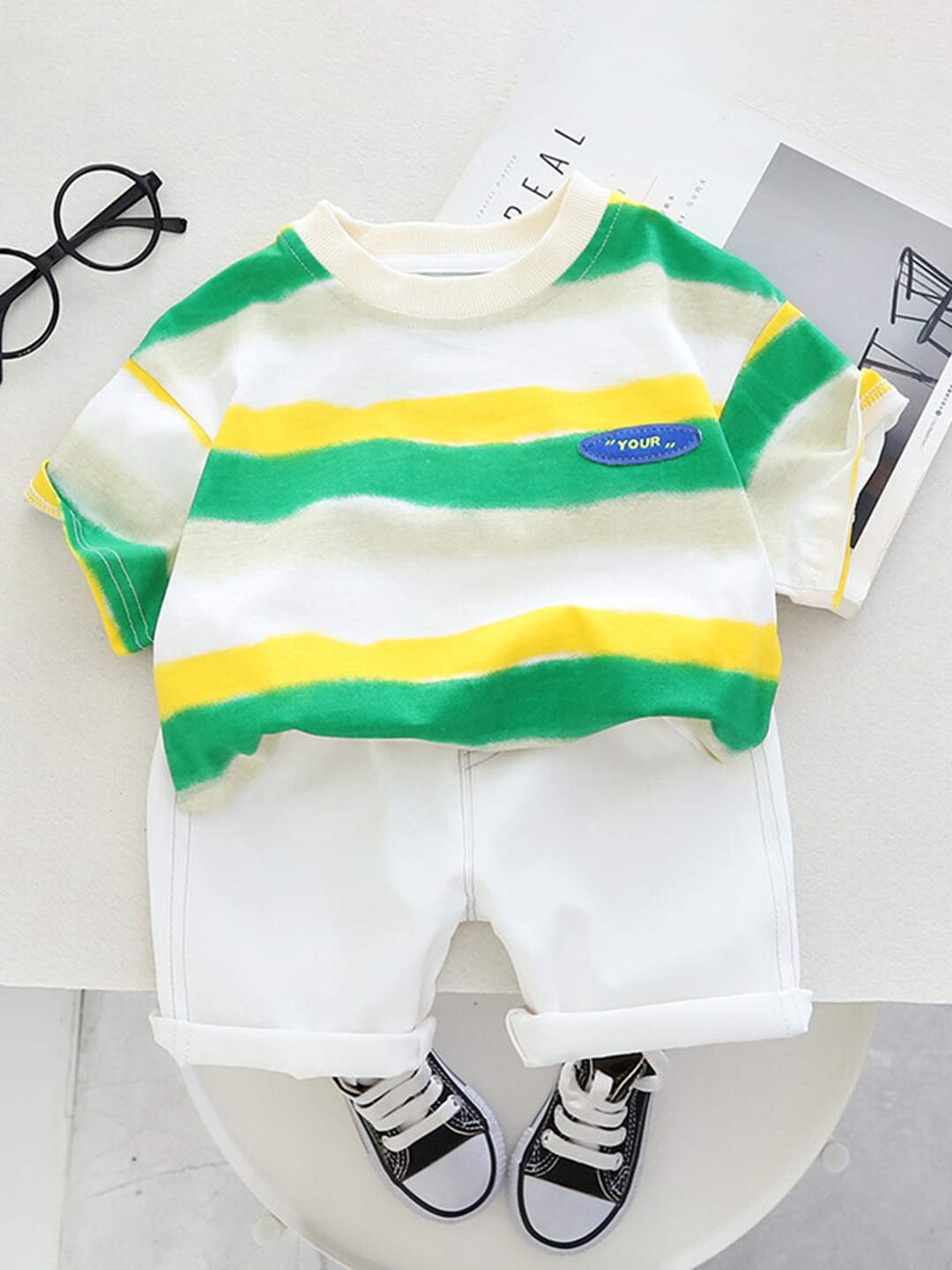

INCLUD Boys Striped T-Shirt With Shorts, Green