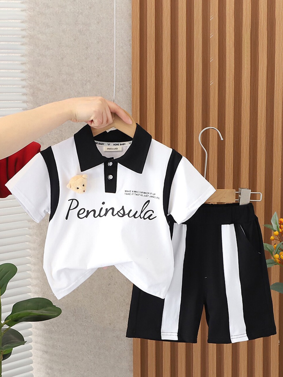 

INCLUD Boys Printed T-shirt with Shorts, Black