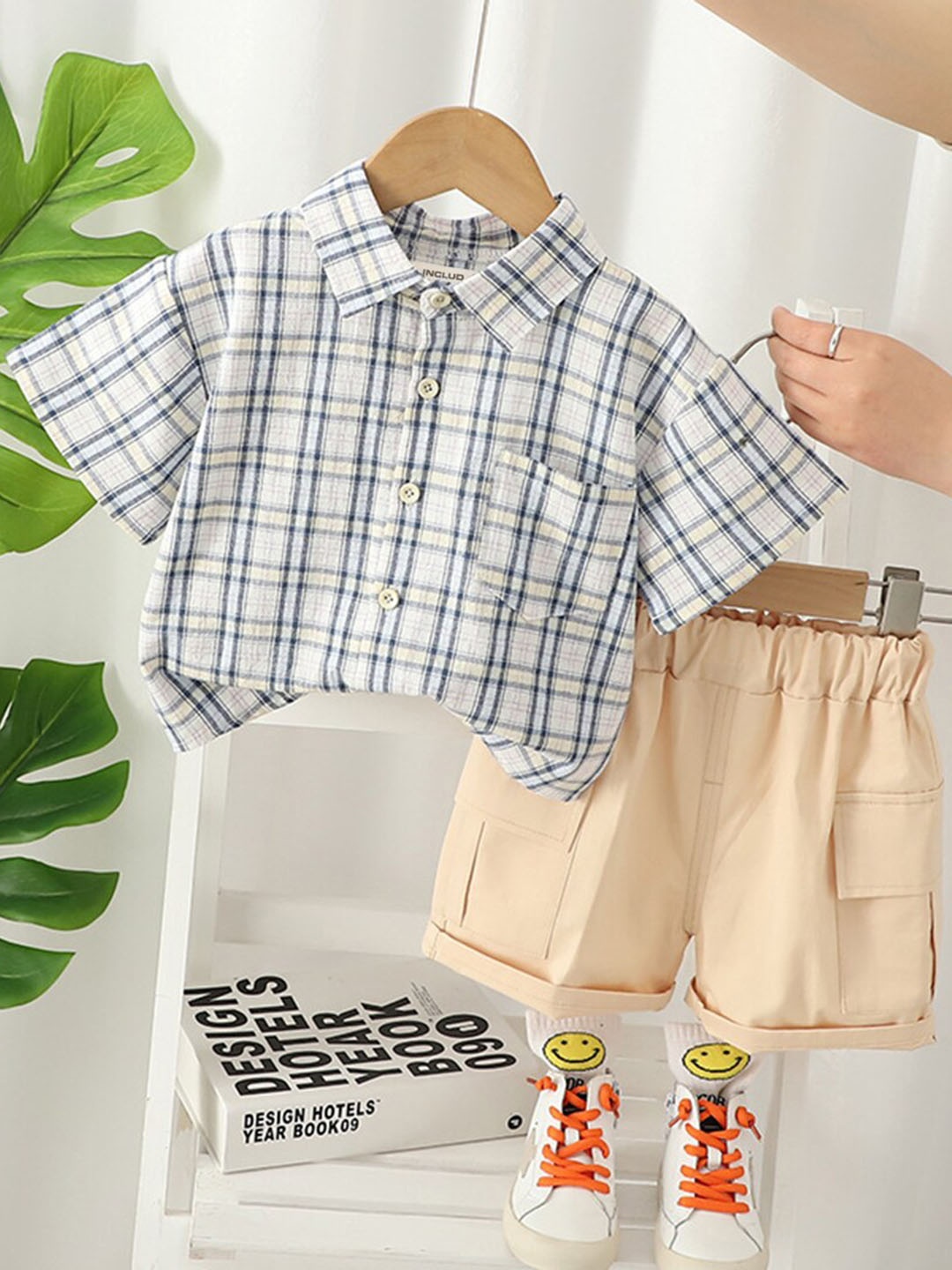 

INCLUD Boys Checked Shirt With Shorts, Black