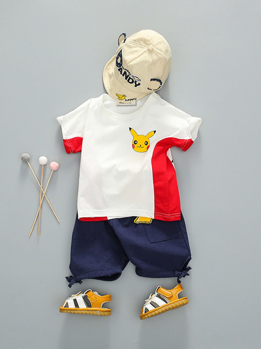 

INCLUD Boys Pikachu Printed T-shirt with Shorts, White