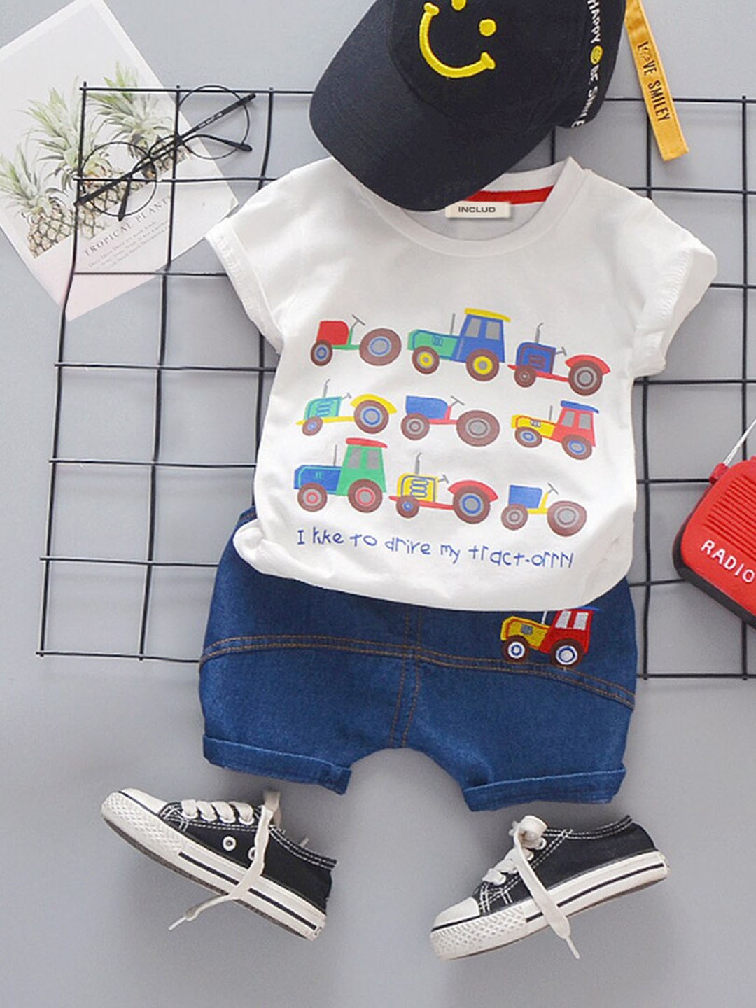 

INCLUD Boys Printed T-shirt With Shorts, White